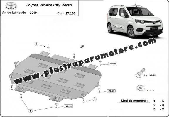 Piastra paramotore di acciaio Toyota Proace City Verso